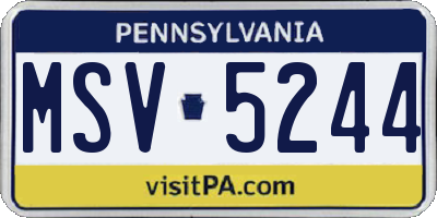 PA license plate MSV5244