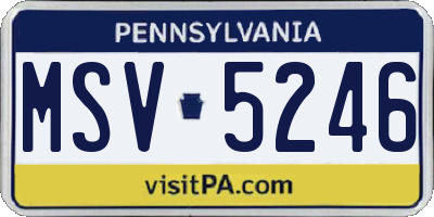 PA license plate MSV5246
