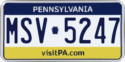 PA license plate MSV5247