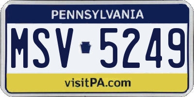 PA license plate MSV5249