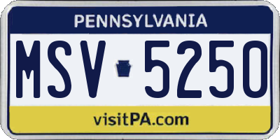 PA license plate MSV5250