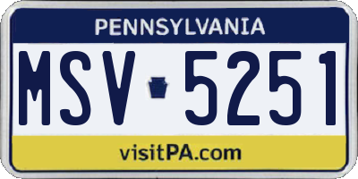 PA license plate MSV5251