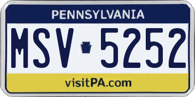 PA license plate MSV5252