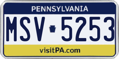 PA license plate MSV5253