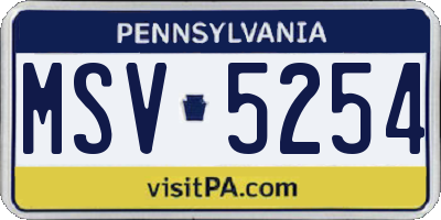PA license plate MSV5254