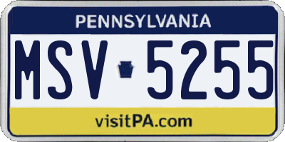 PA license plate MSV5255