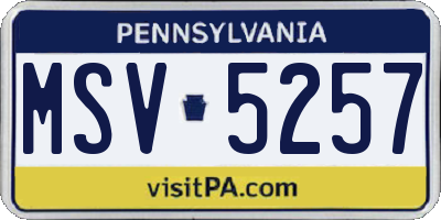 PA license plate MSV5257