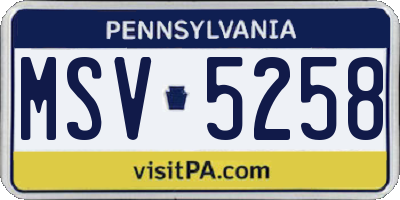 PA license plate MSV5258