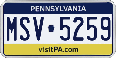 PA license plate MSV5259
