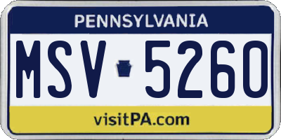 PA license plate MSV5260