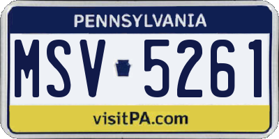 PA license plate MSV5261