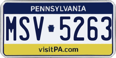 PA license plate MSV5263