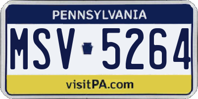 PA license plate MSV5264