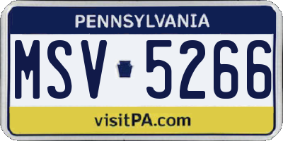 PA license plate MSV5266