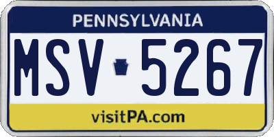 PA license plate MSV5267