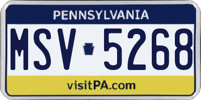 PA license plate MSV5268