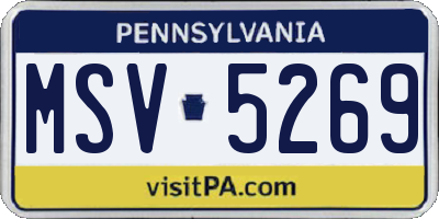 PA license plate MSV5269