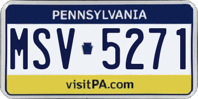 PA license plate MSV5271