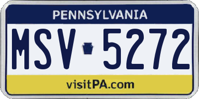 PA license plate MSV5272