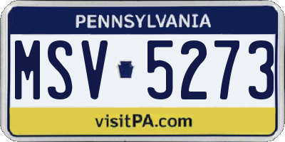 PA license plate MSV5273