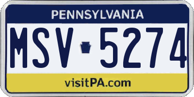 PA license plate MSV5274