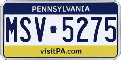 PA license plate MSV5275