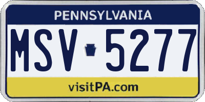 PA license plate MSV5277