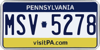 PA license plate MSV5278