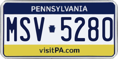 PA license plate MSV5280