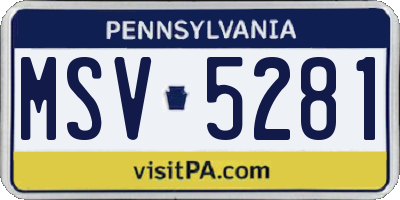 PA license plate MSV5281