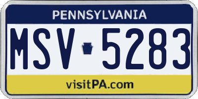 PA license plate MSV5283
