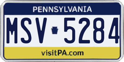 PA license plate MSV5284