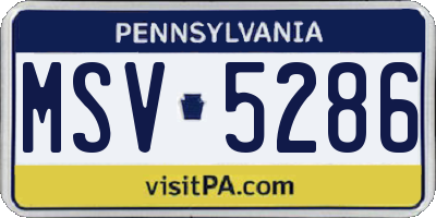 PA license plate MSV5286