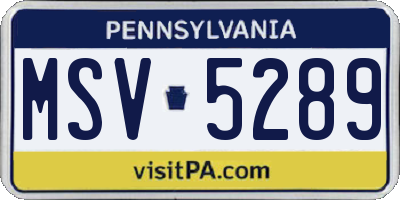 PA license plate MSV5289