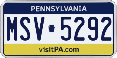 PA license plate MSV5292