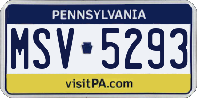PA license plate MSV5293