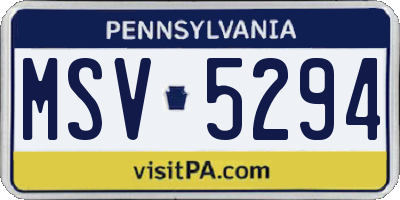PA license plate MSV5294