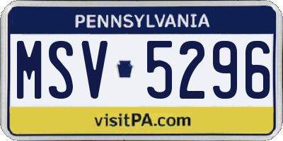 PA license plate MSV5296