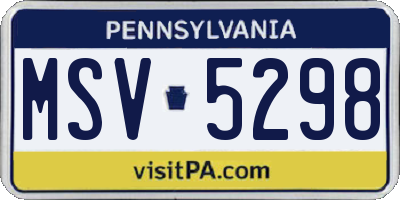 PA license plate MSV5298