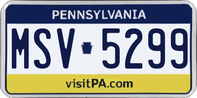 PA license plate MSV5299