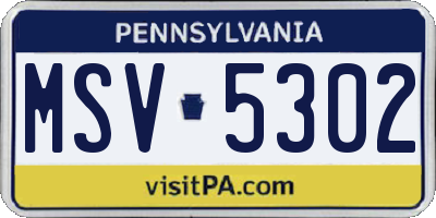 PA license plate MSV5302