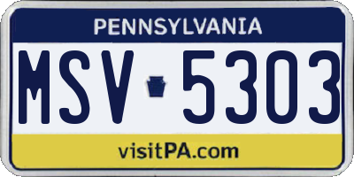 PA license plate MSV5303