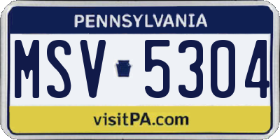 PA license plate MSV5304