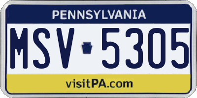 PA license plate MSV5305
