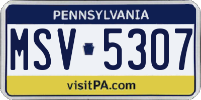 PA license plate MSV5307