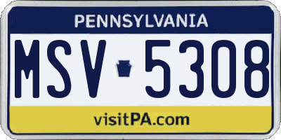 PA license plate MSV5308