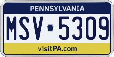 PA license plate MSV5309