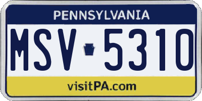 PA license plate MSV5310