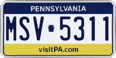 PA license plate MSV5311