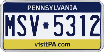 PA license plate MSV5312